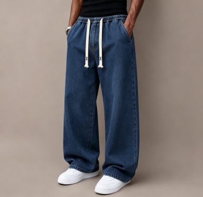 ⭐⭐⭐Men’s Relaxed Wide-Leg Straight Denim Jeans