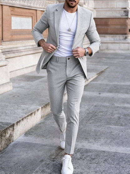 Men's Modern Double-Breasted Casual Suit