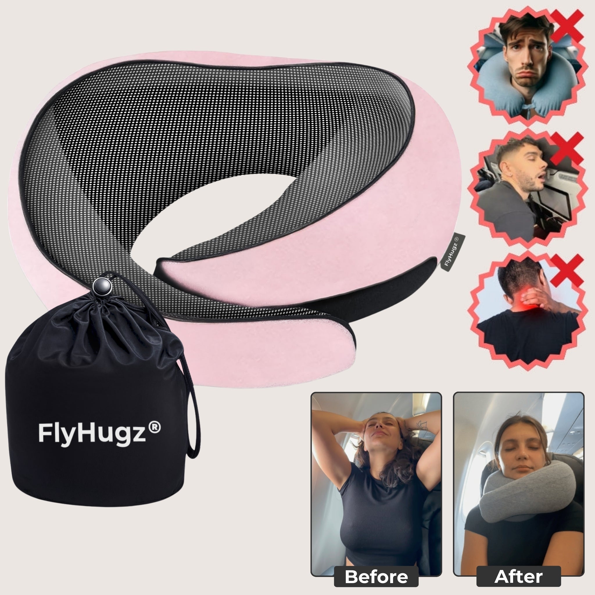 Portable U-Shaped Memory Foam Neck Pillow