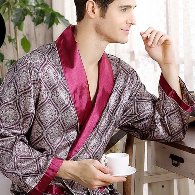 💎💎💎Men's High-End Silk Bathrobe