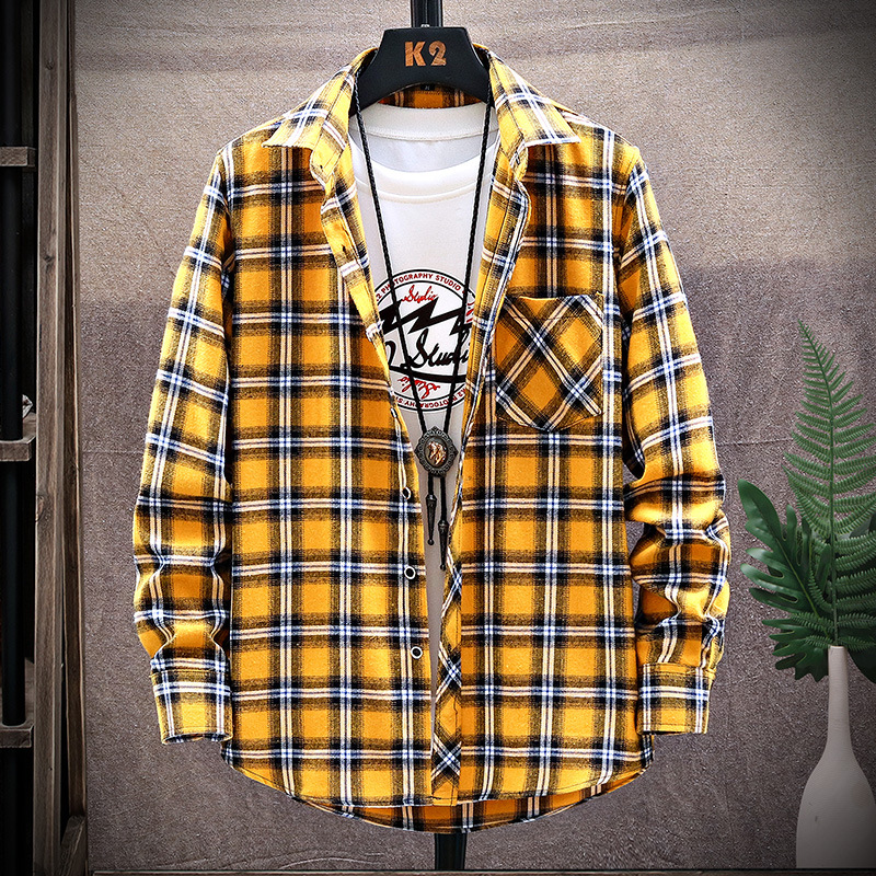 New Cotton Linen Men's Plaid Shirt