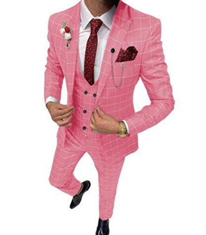 Men's Plaid 3-Piece Business Suit