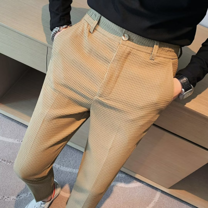 Men's High-End Thickened Stretch Waffle Dress Pants 