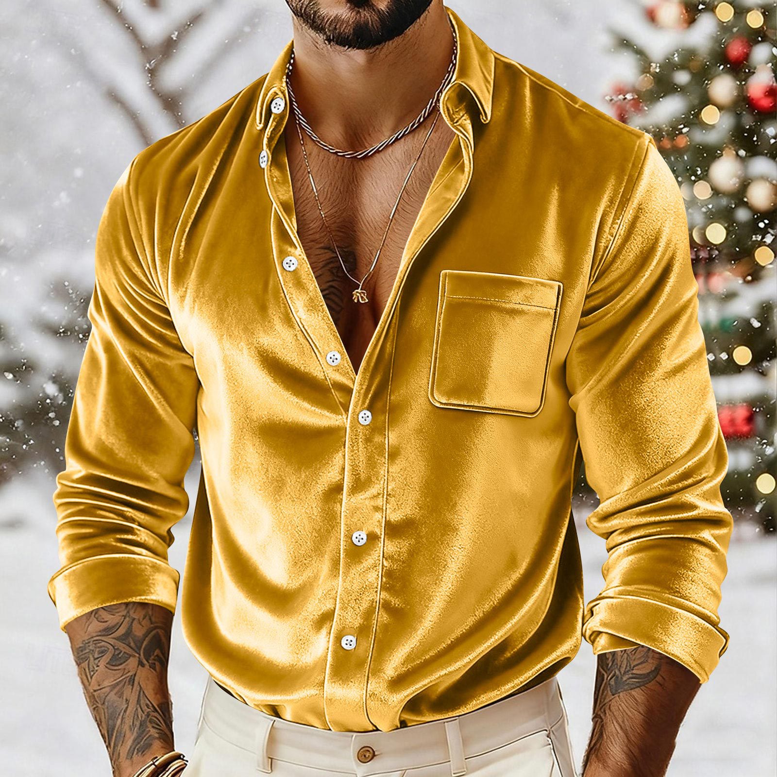 🌟Men’s Luxury Velvet Button-Up Shirt