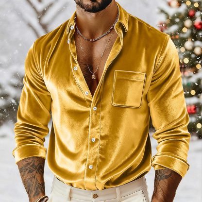 🌟Men’s Luxury Velvet Button-Up Shirt