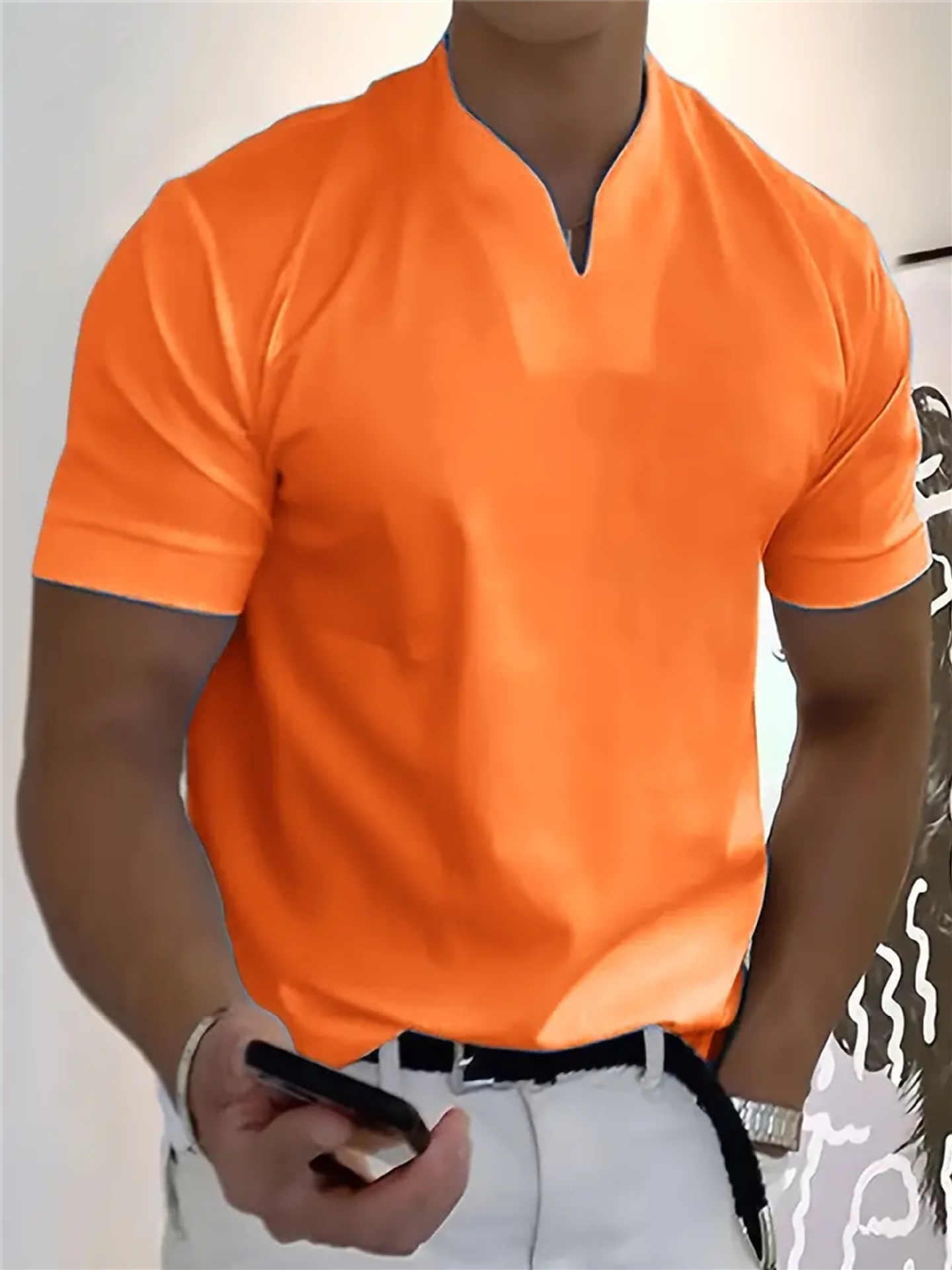 Men's High-Stretch Cotton V-Neck Tee