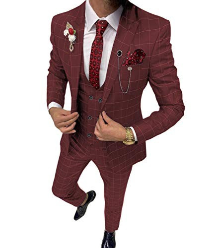 Men's Plaid 3-Piece Business Suit
