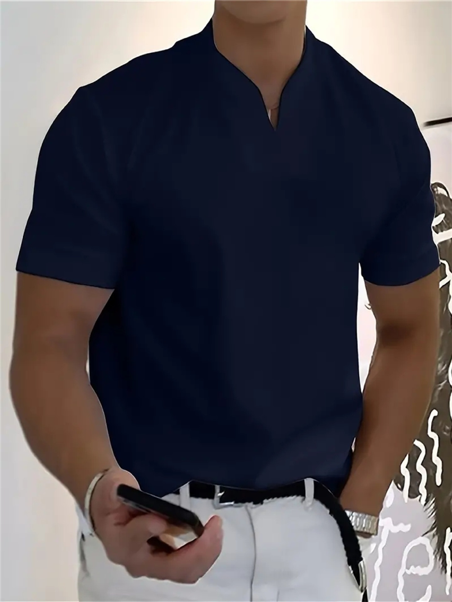 Men's High-Stretch Cotton V-Neck Tee