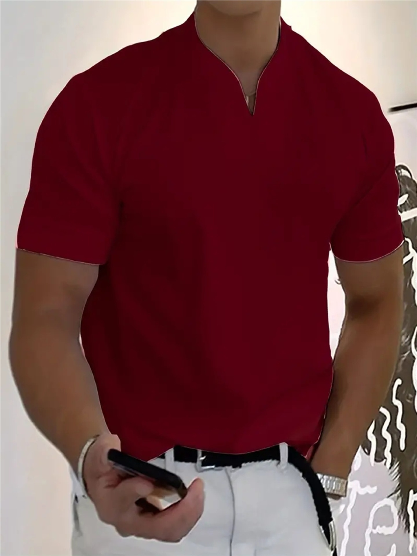 Men's High-Stretch Cotton V-Neck Tee