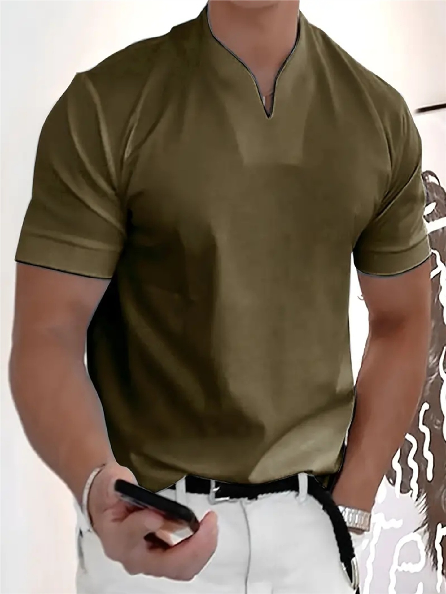 Men's High-Stretch Cotton V-Neck Tee