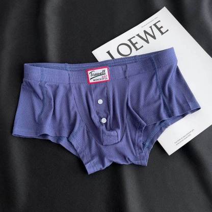 Men's Ribbed Boxer Briefs - Breathable Cotton Solid Color Underwear Set