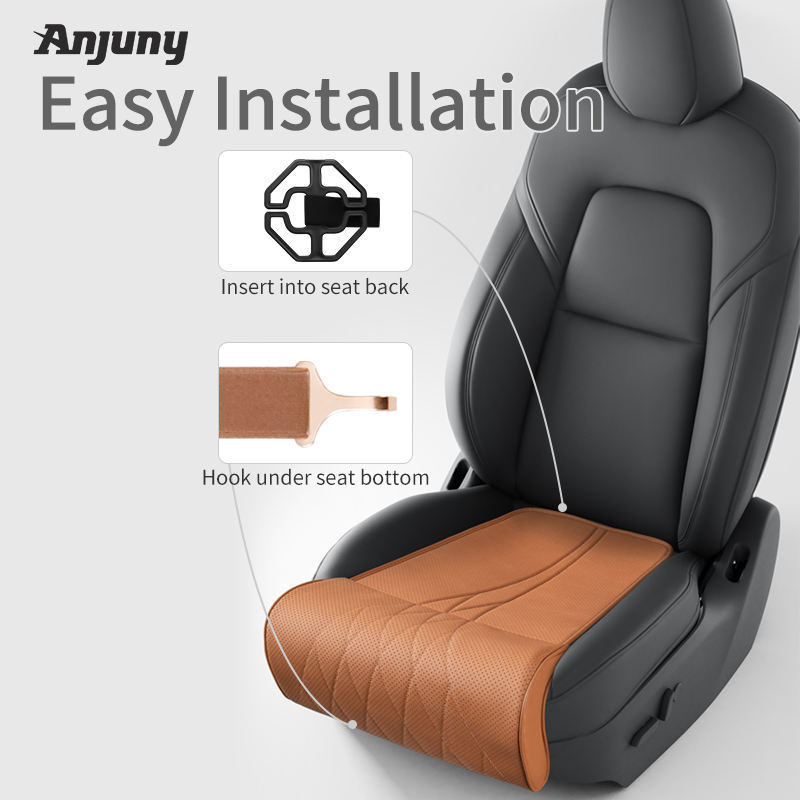 Car leather seat with extended cushion support and leg rest