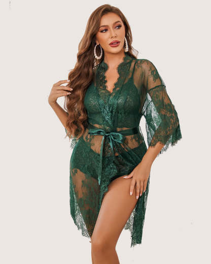 3 Piece Bra and Panty Sets with Robe