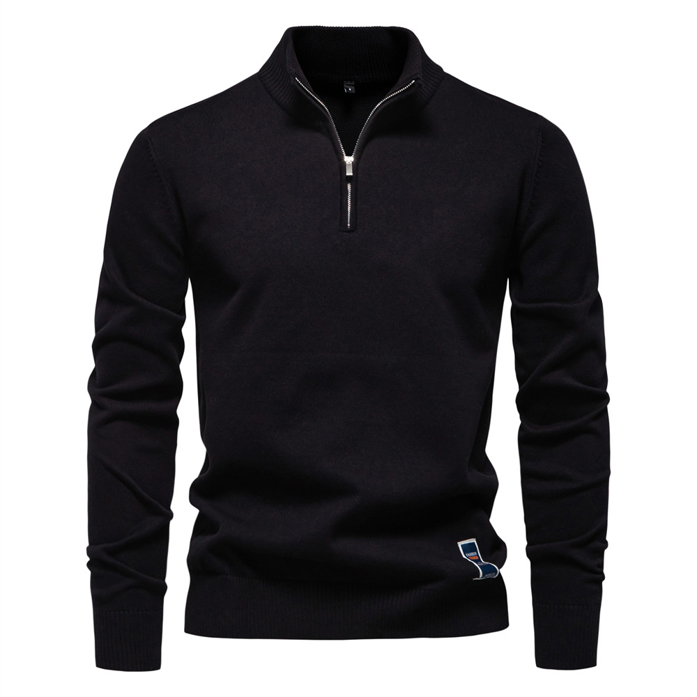 🧥New Slim Fit Men's Knit Top with Stand Collar and Half-Zip Design