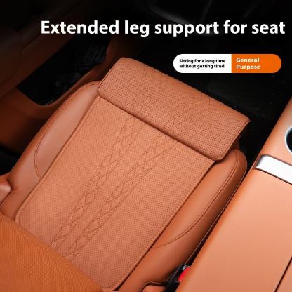 Car leather seat with extended cushion support and leg rest