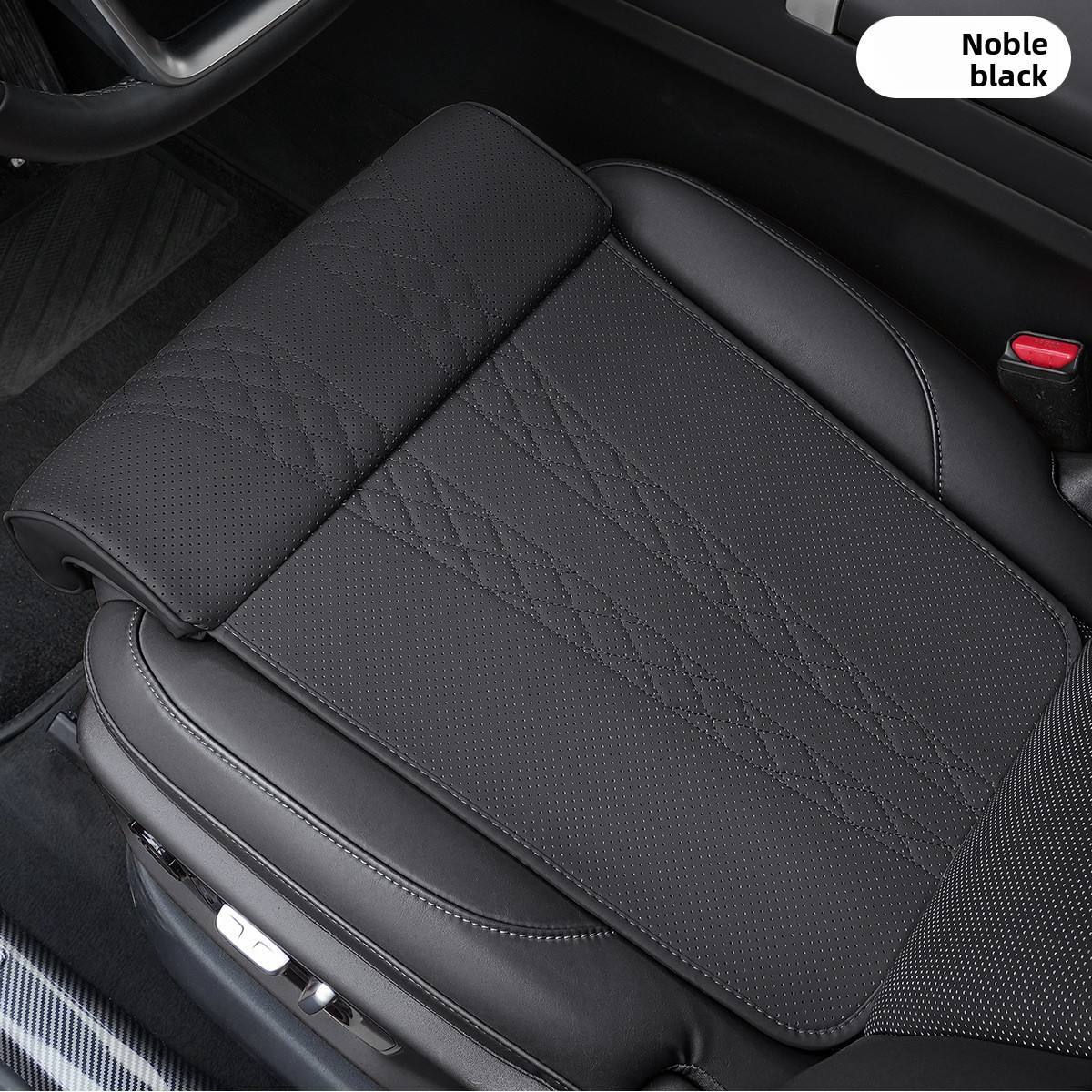 Car leather seat with extended cushion support and leg rest