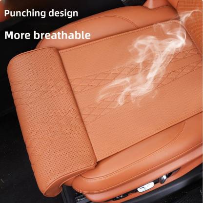 Car leather seat with extended cushion support and leg rest