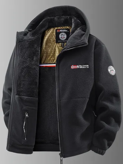 Men's Outdoor Sweatshirt with Olympus Stand Collar and Fleece Jacket