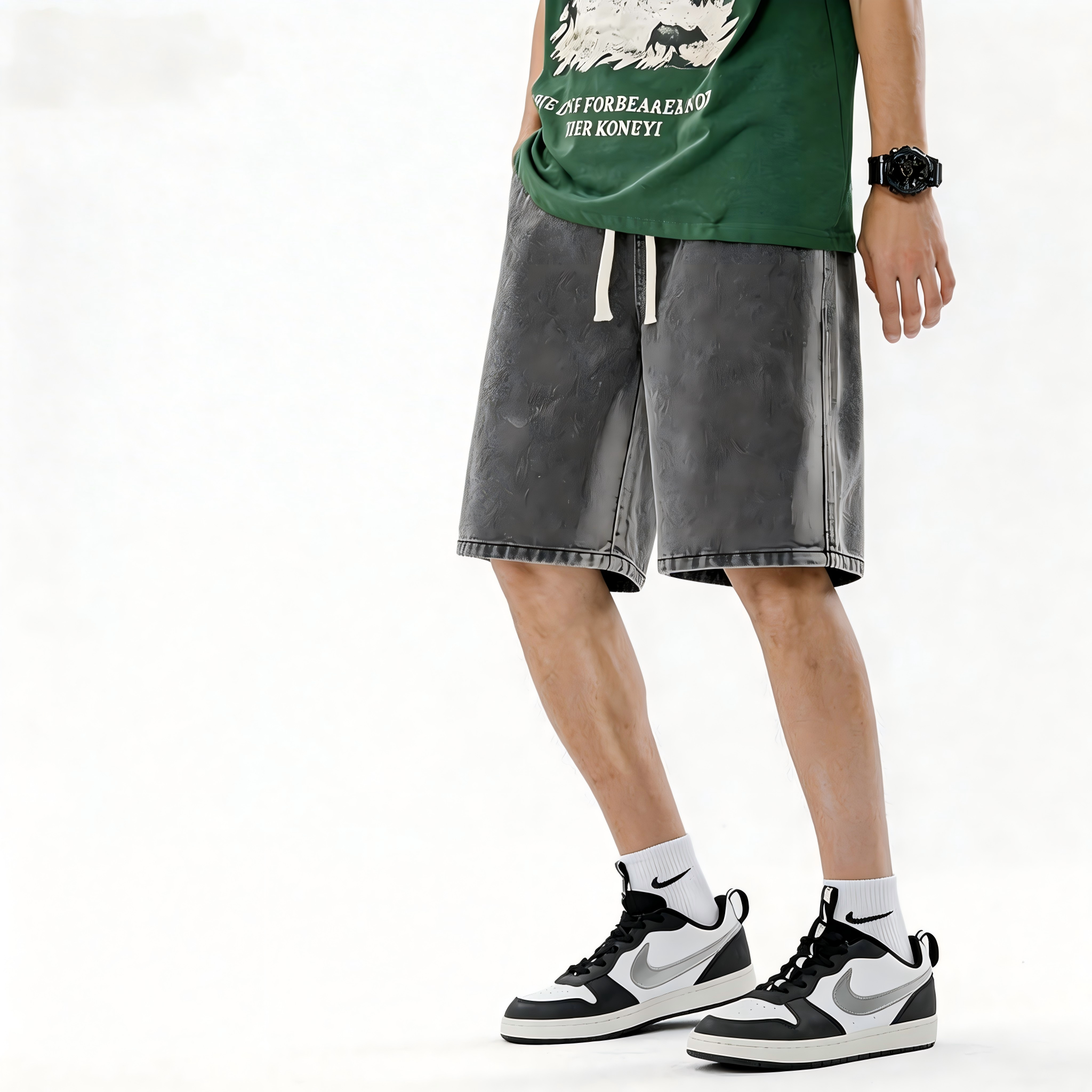 Men’s Loose Fit Denim Drawstring Shorts