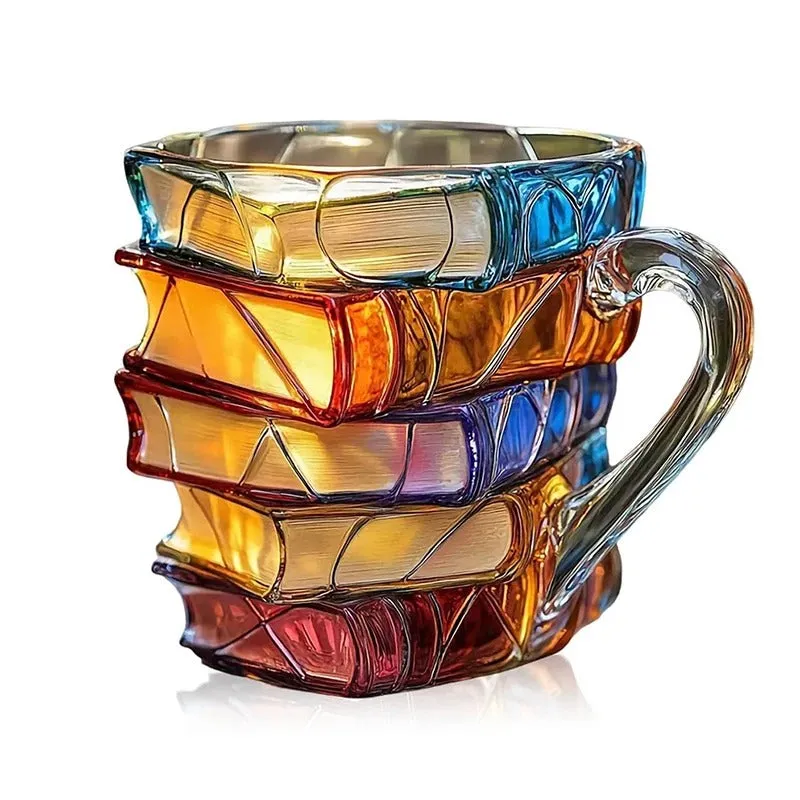 3D Painted Book Mug for Hot or Cold Brews Unique Design Library Coffee Mug