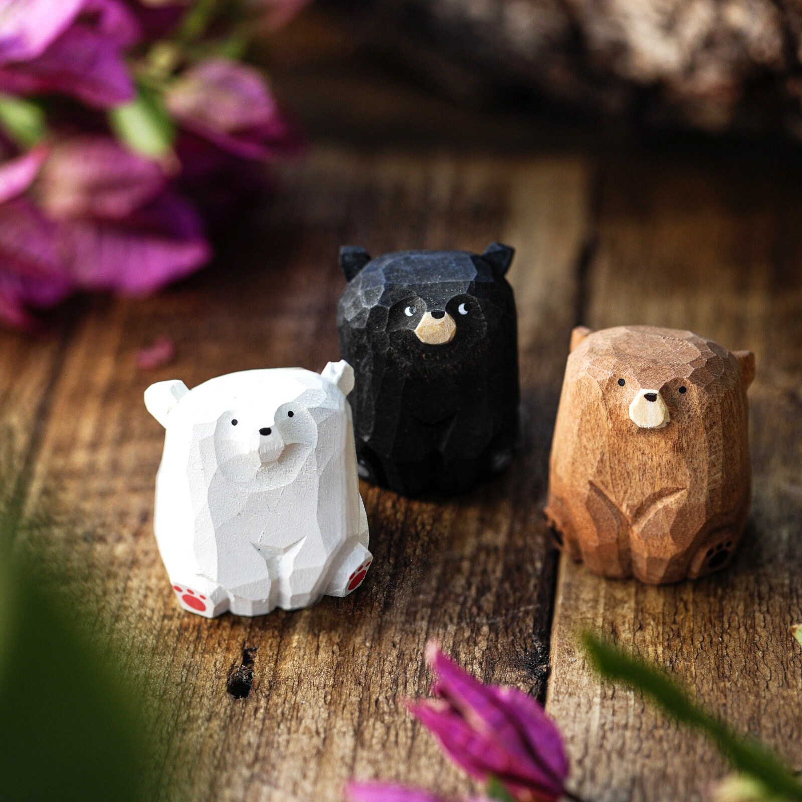 Miniature Wood Bears Hand Carved