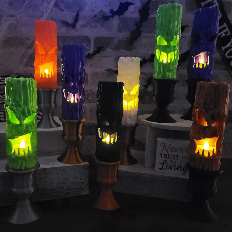 Creepy ghostface Candles w/LED Tea Light