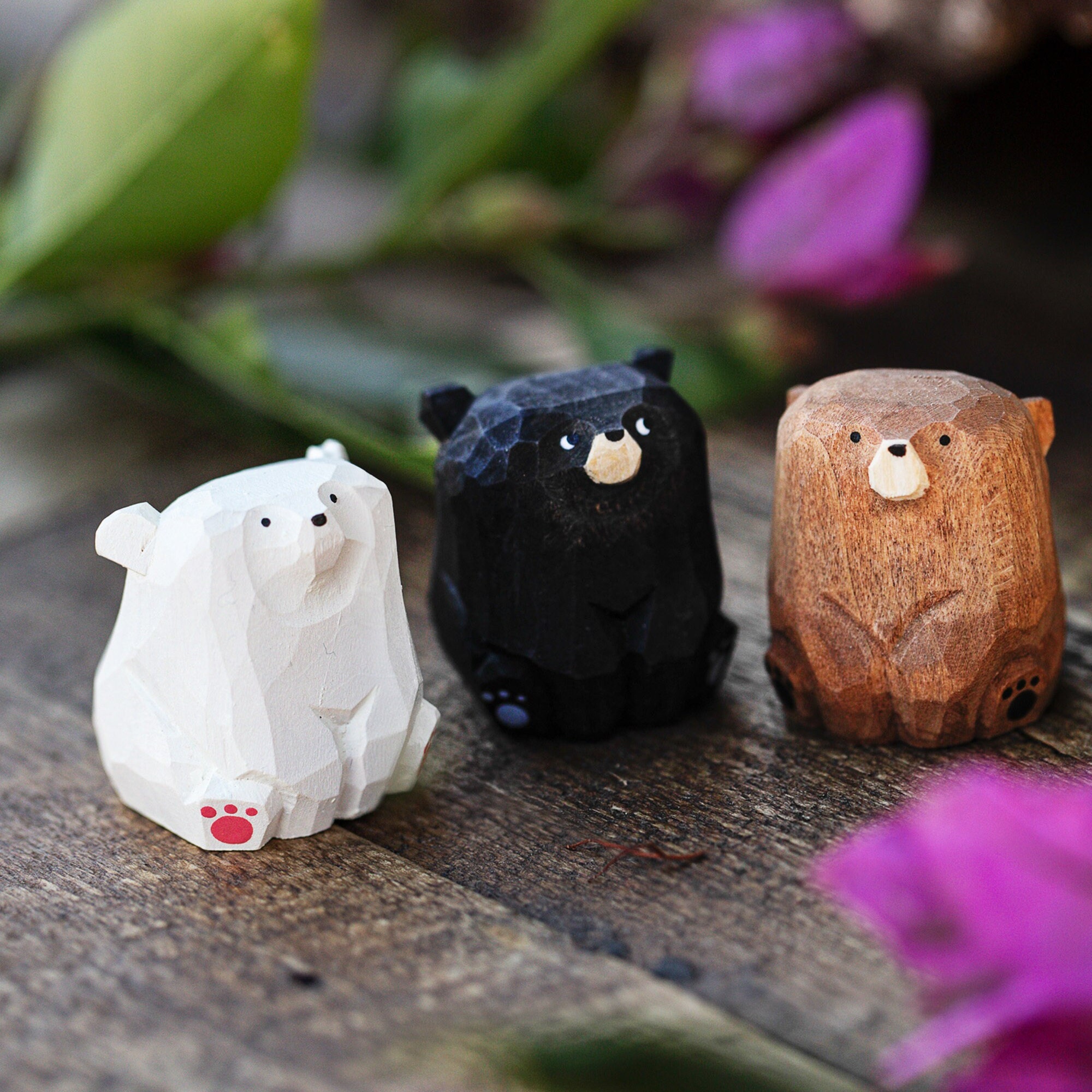Miniature Wood Bears Hand Carved