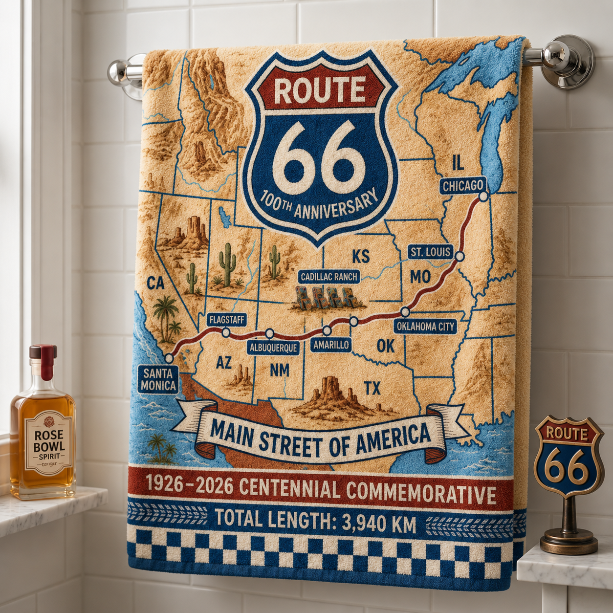Route 66 Centennial Beach/Bath Towel (1926–2026)