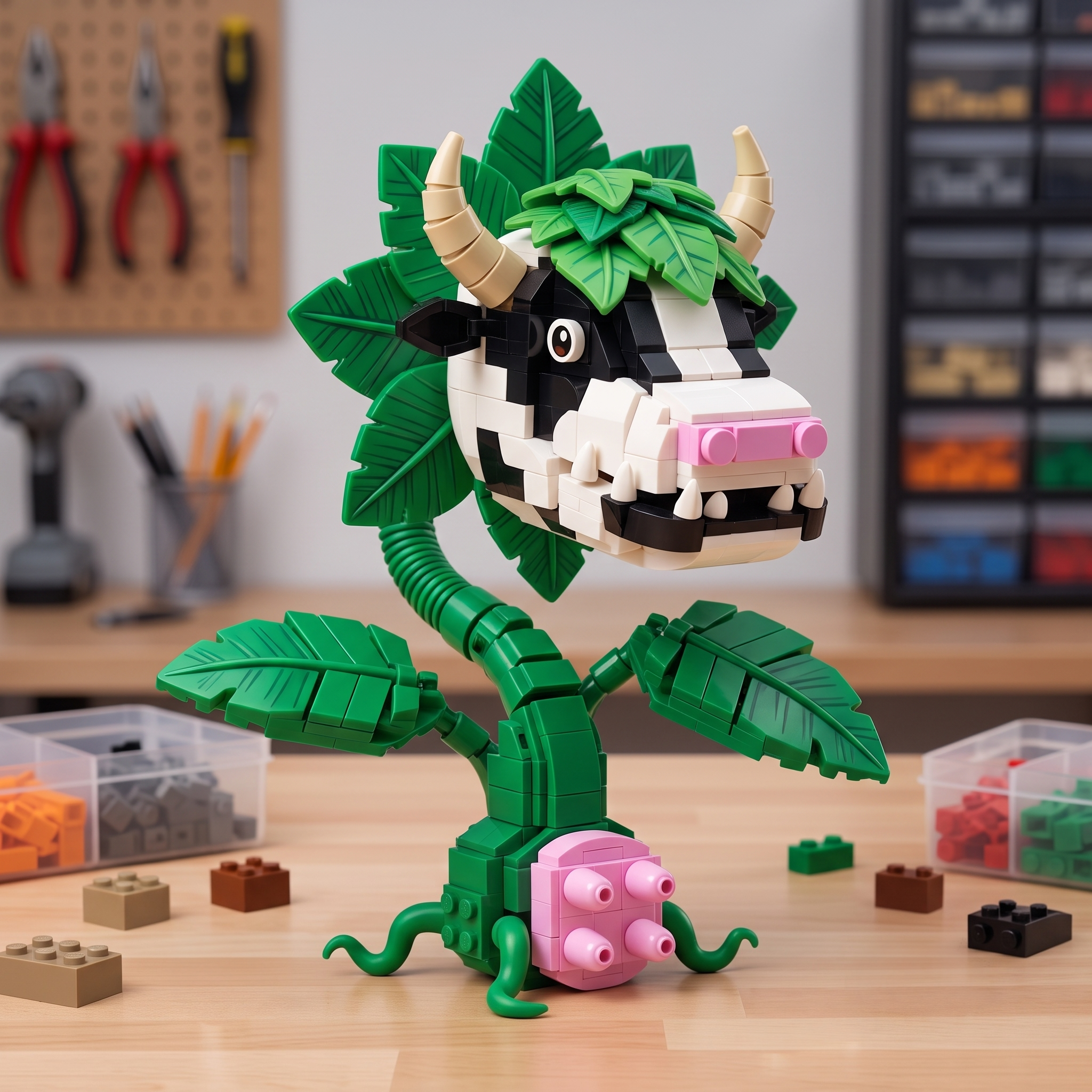 Cow Plant Creative Building Block Set