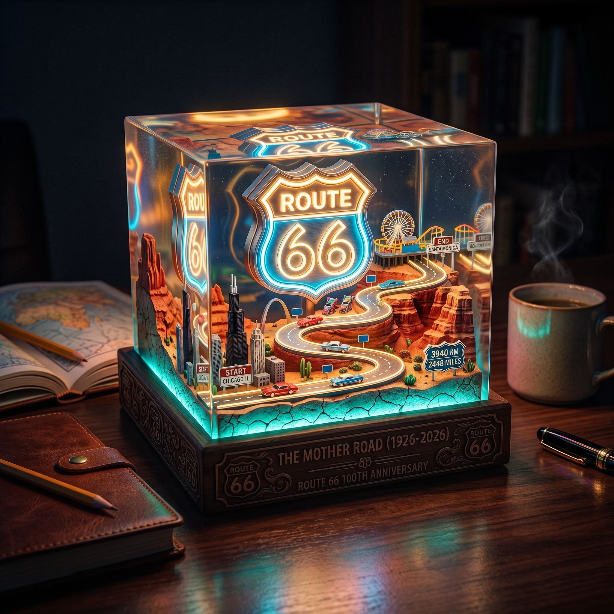 Route 66 100th Anniversary Resin Lamp