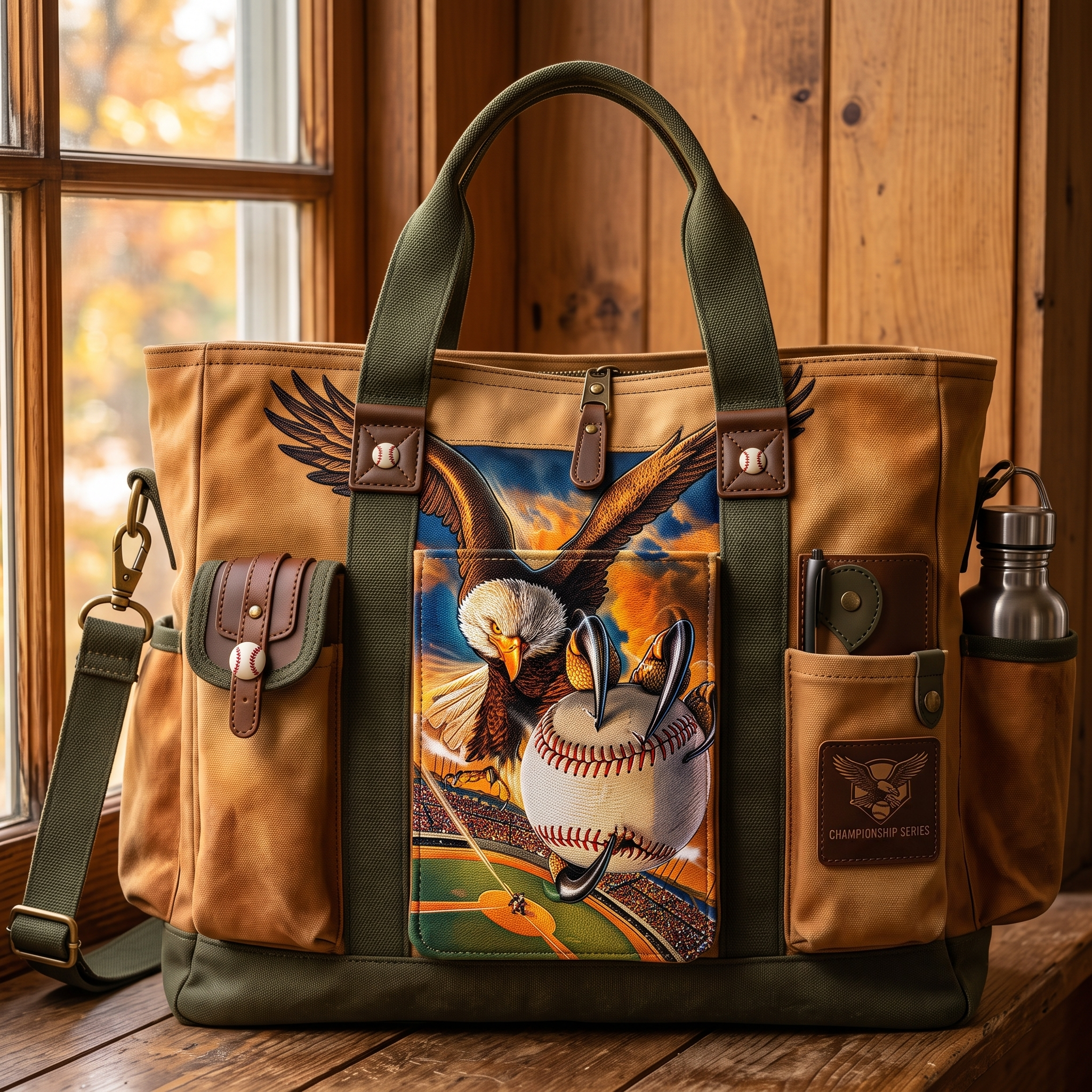 Heavy-Duty Baseball Championship Canvas Tote Bag