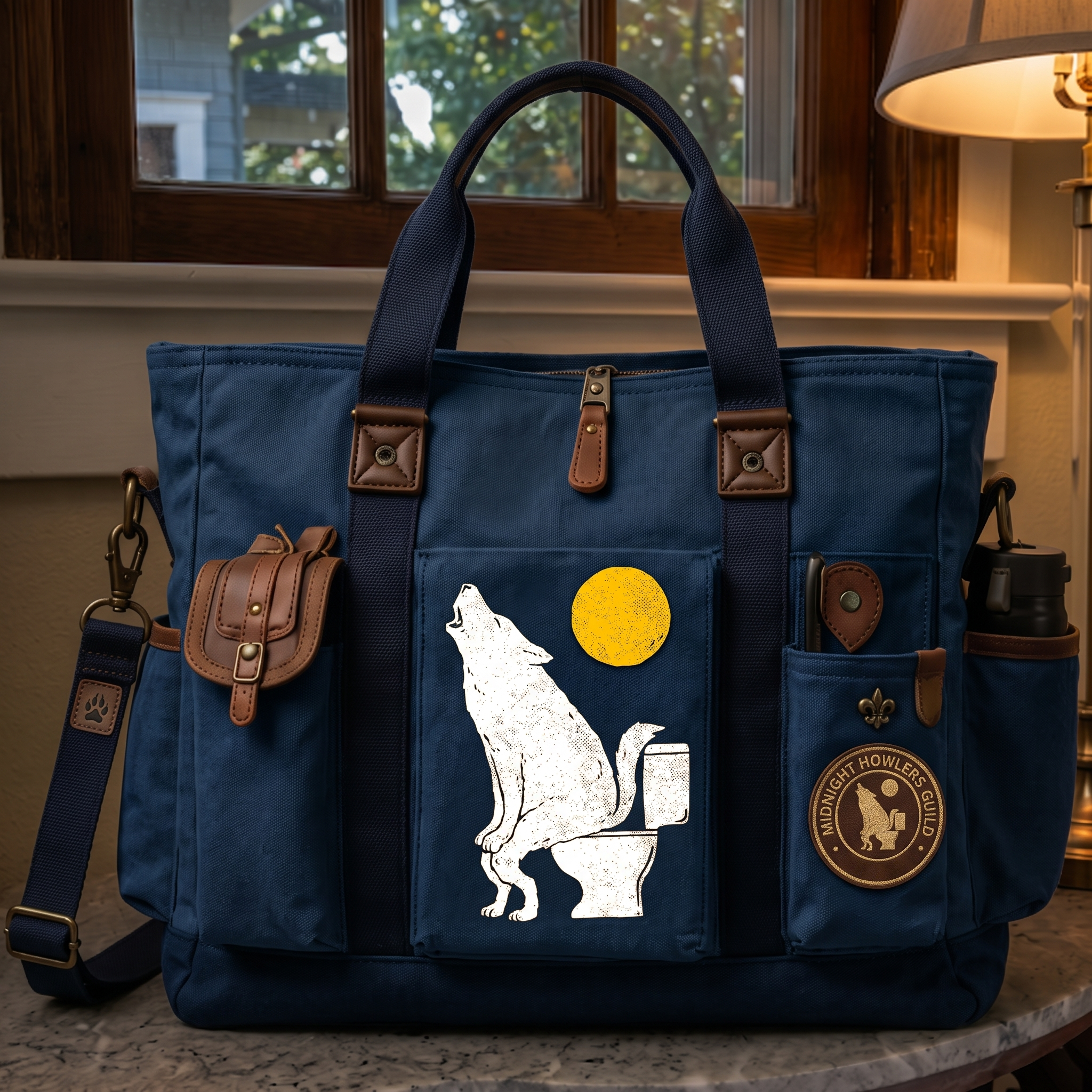 Midnight Howlers Funny Vintage Canvas Tote Bag
