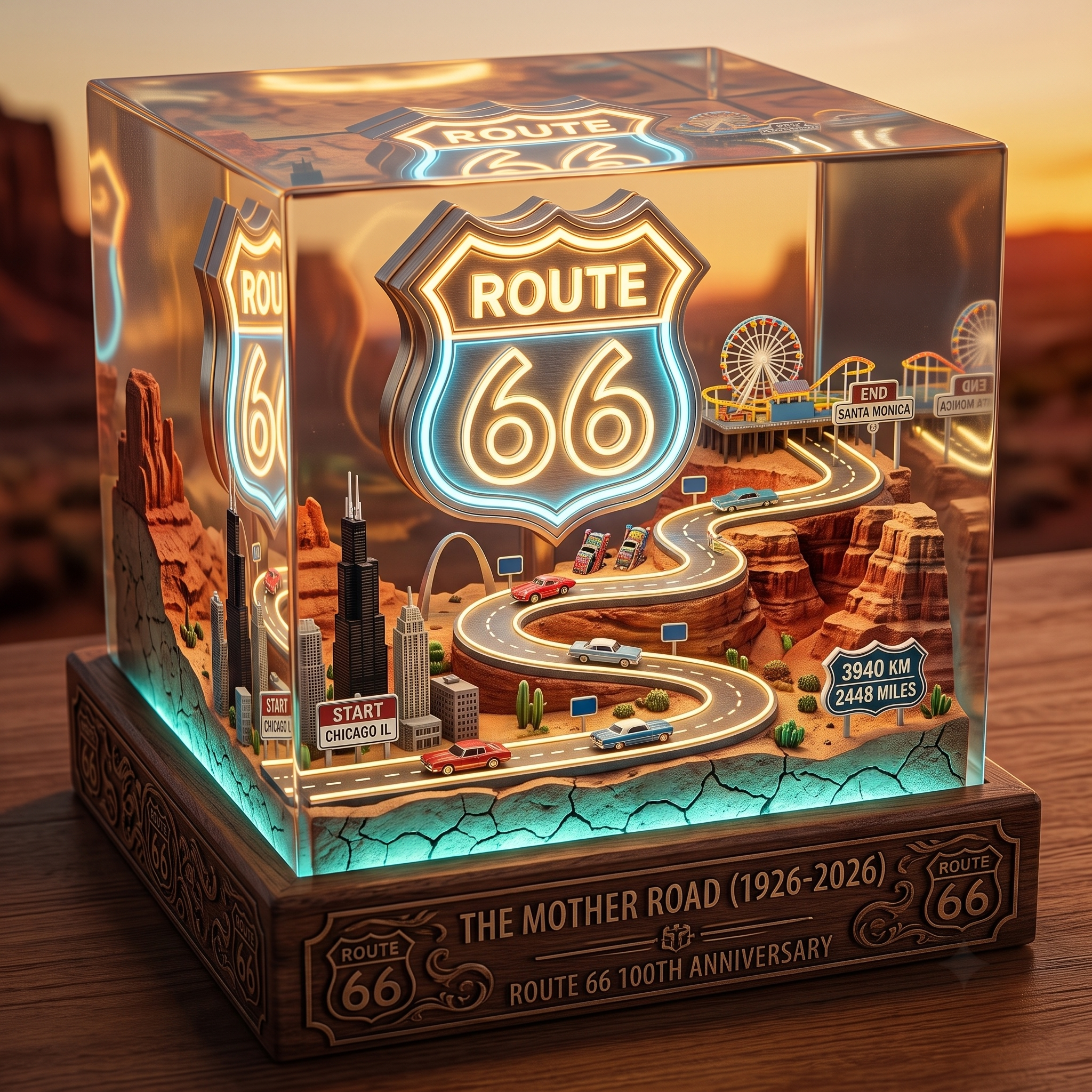Route 66 100th Anniversary Resin Lamp