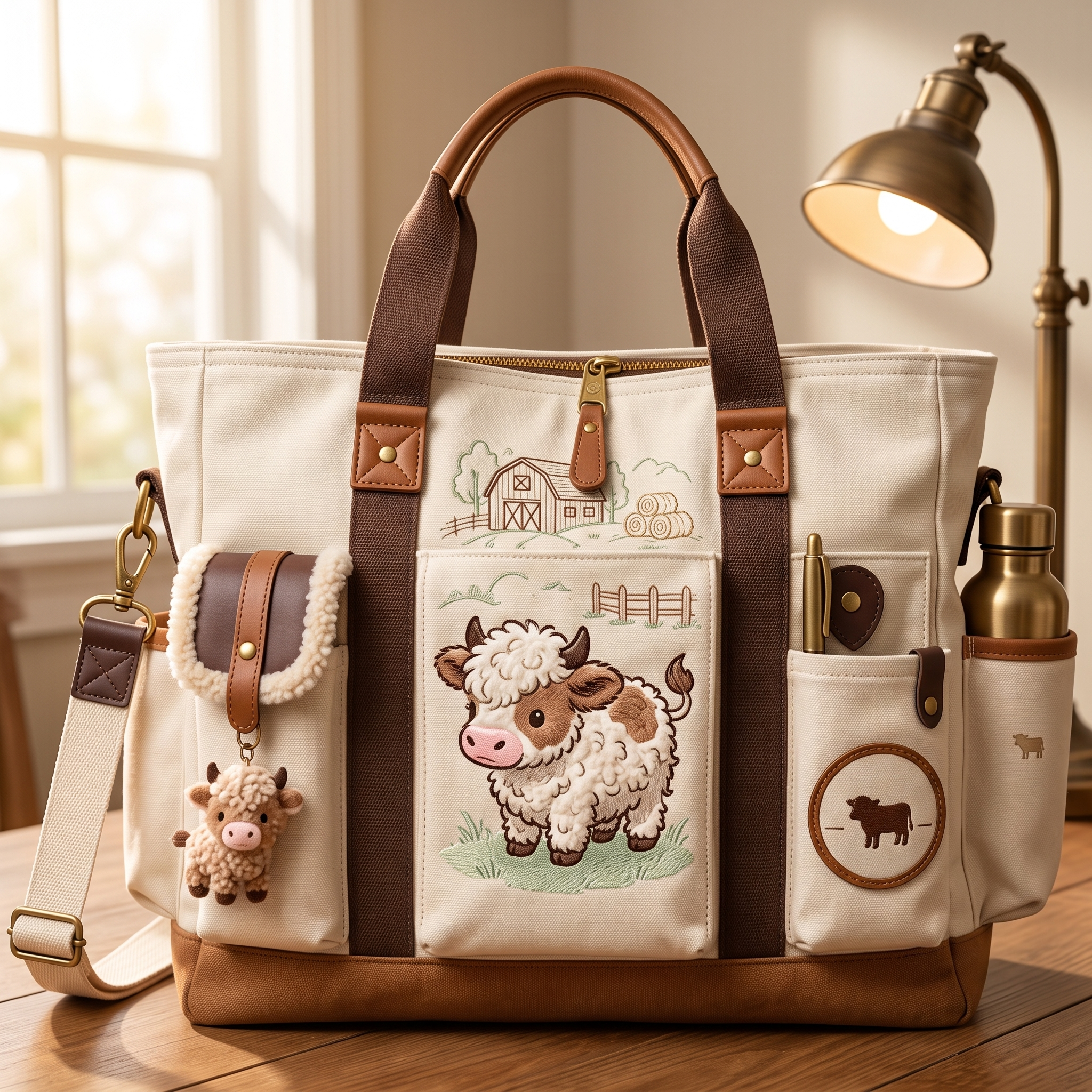 Cute Cow Cottagecore Canvas Tote Bag