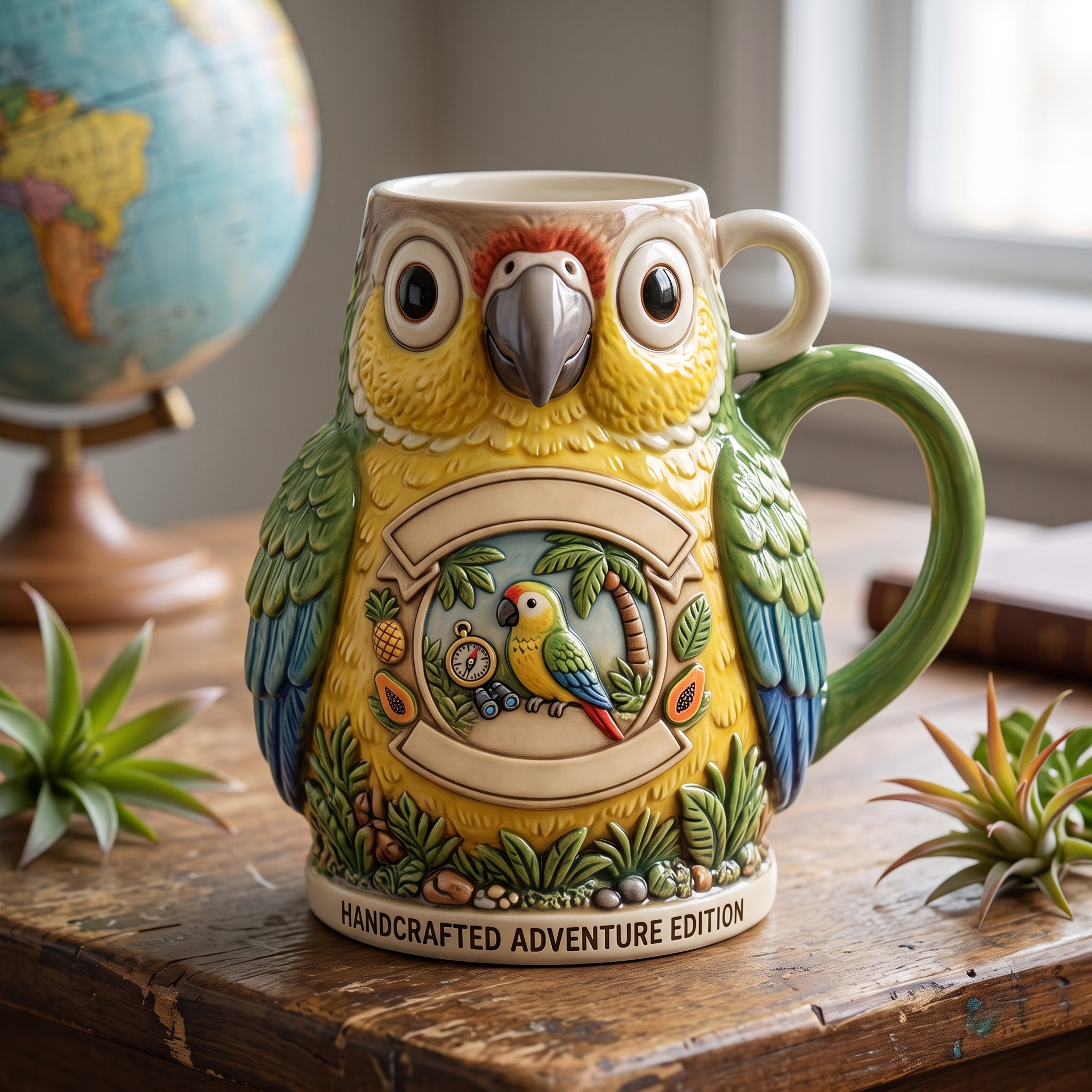 Handcrafted  Parrot Ceramic Mug