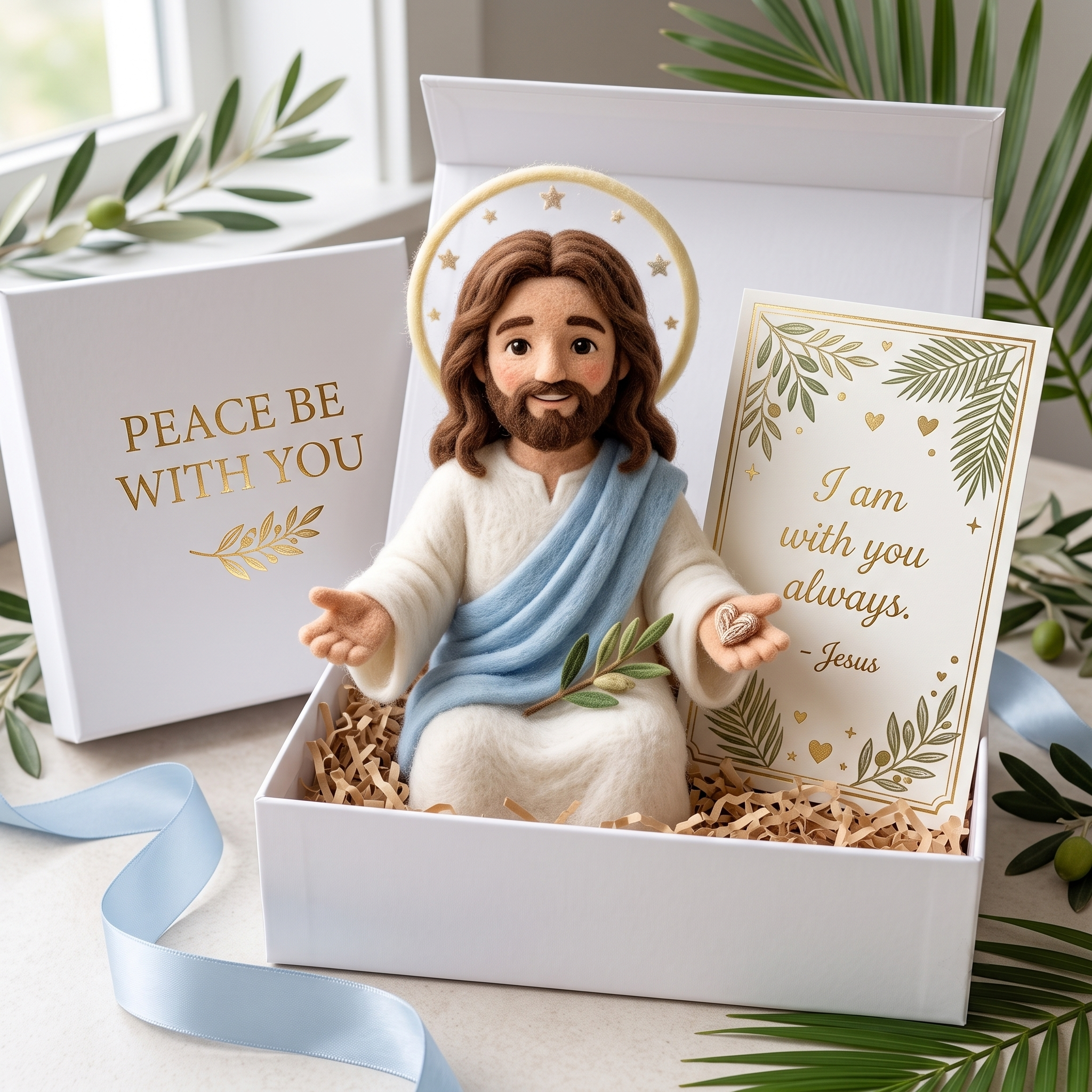 "Peace Be With You" Handcrafted Felt Jesus Plush - Comforting Faith Gift