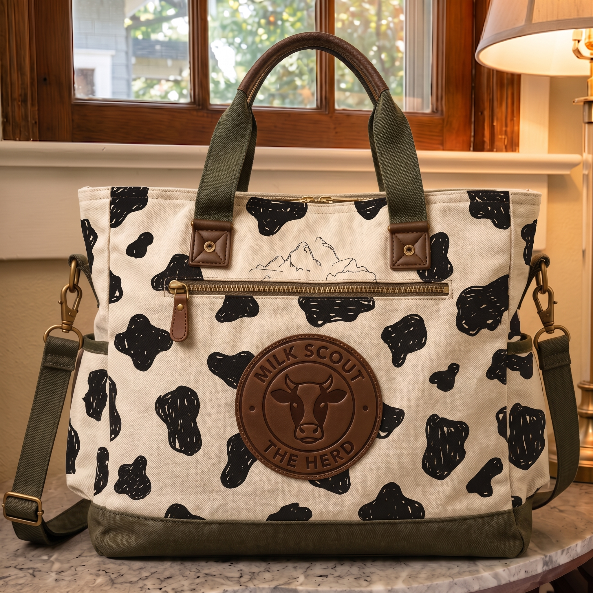 Abstract Cow Print Canvas Tote Bag