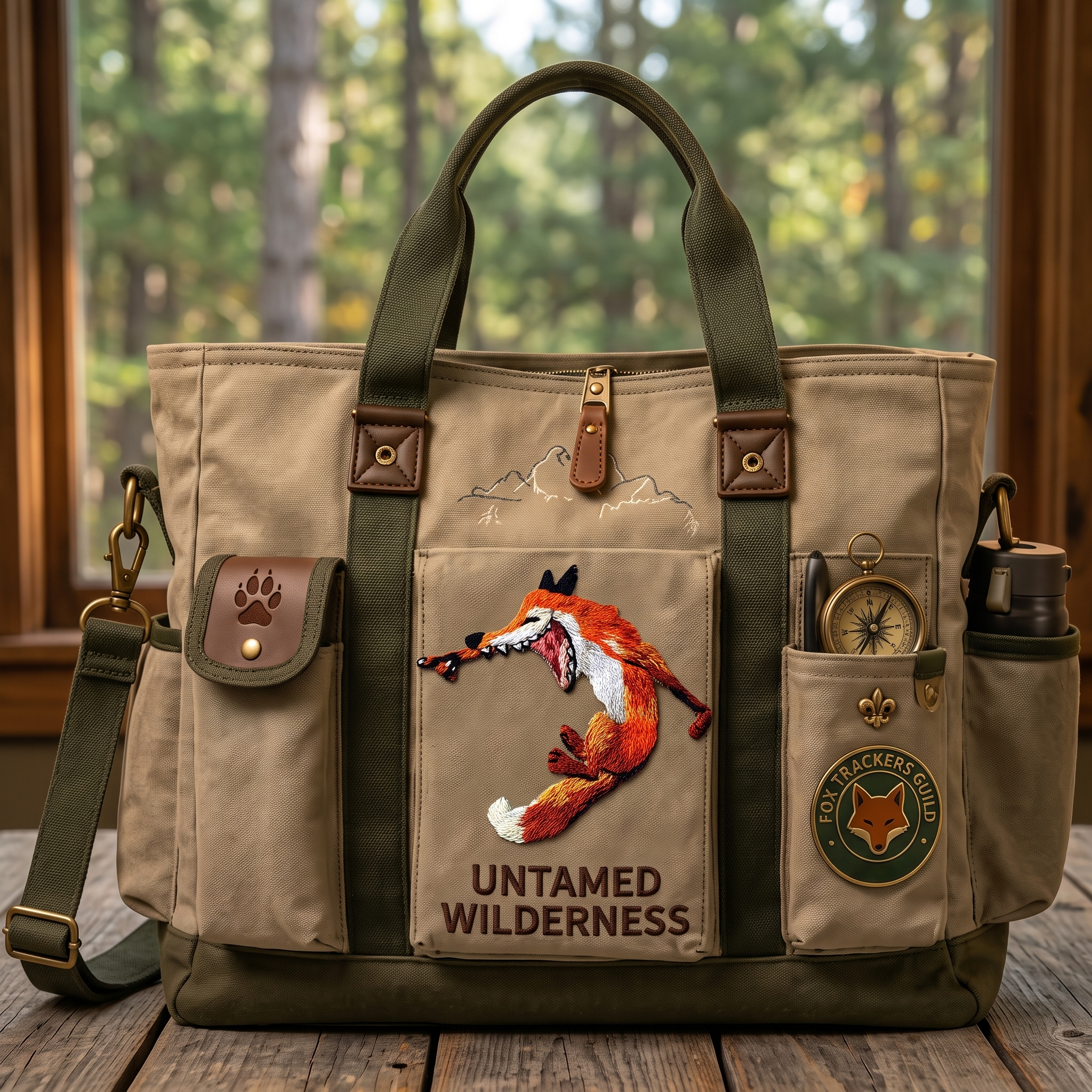 Untamed Wilderness Fox Canvas Tote