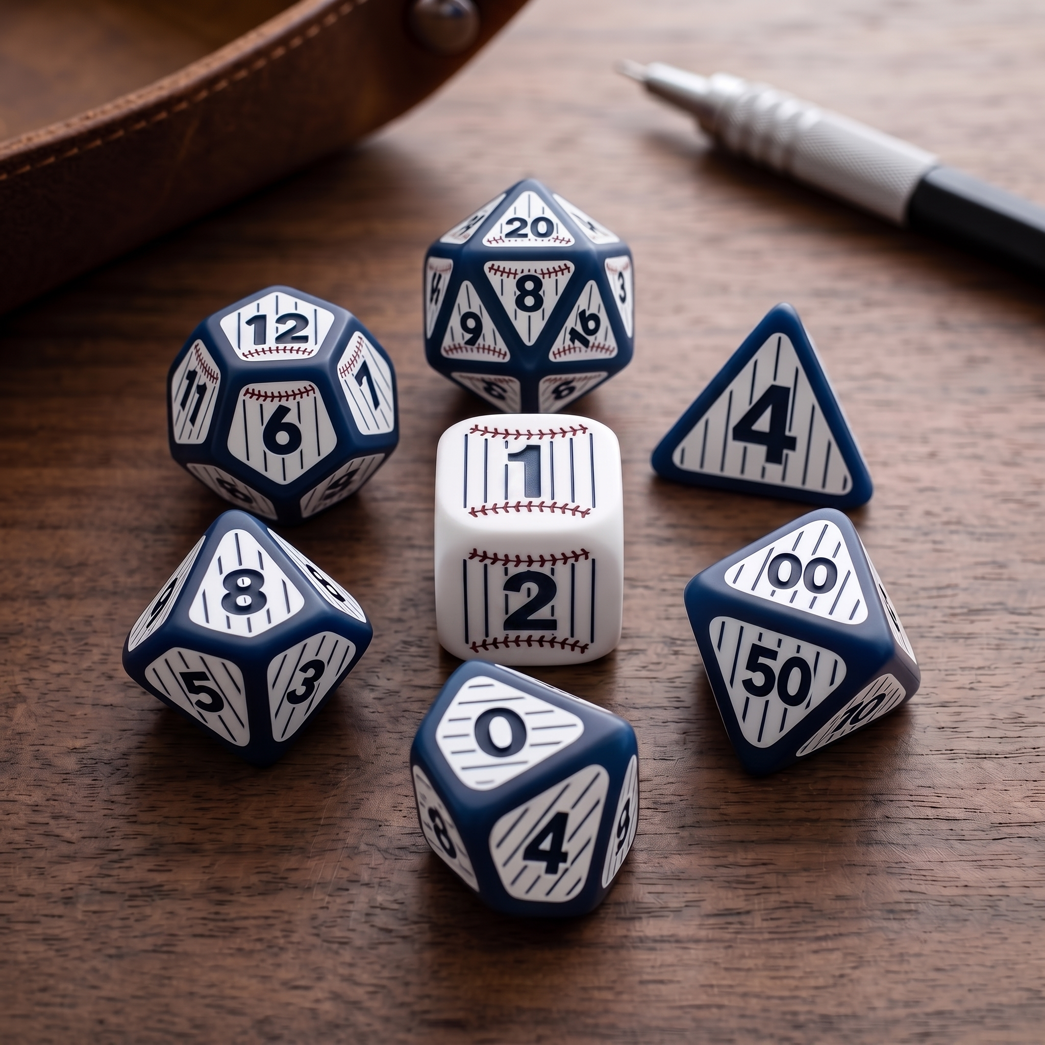 Classic Pinstripe Baseball Dice Set