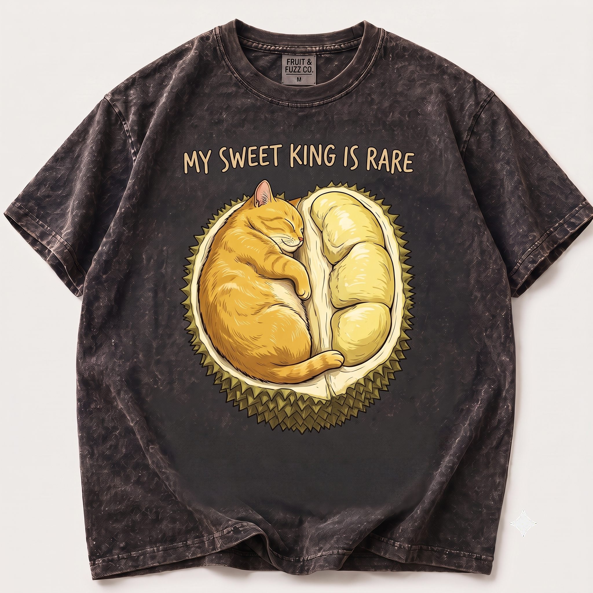 Acid Wash Sleeping Cat & Durian Tee