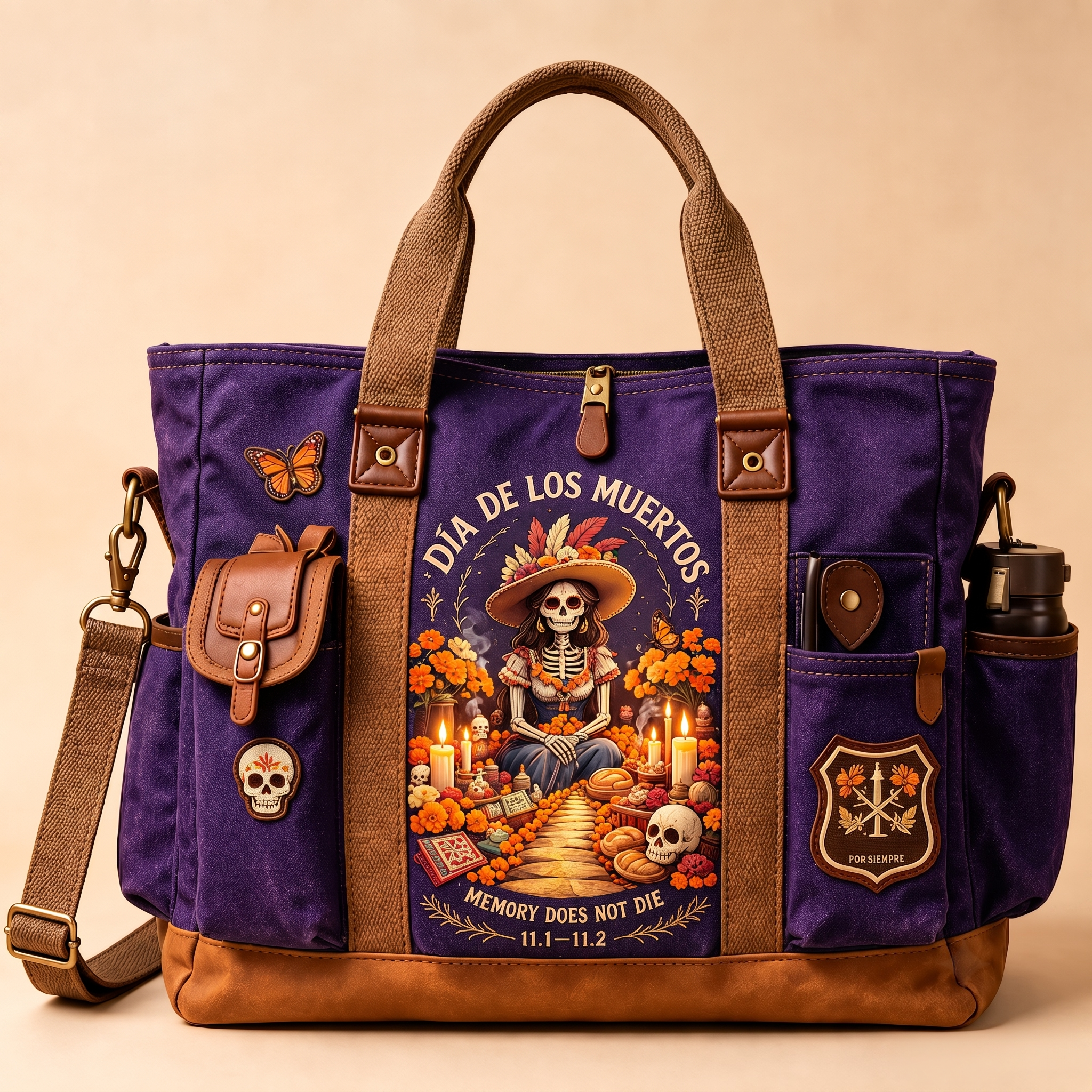 Día de los Muertos Commemorative Canvas Tote Bag