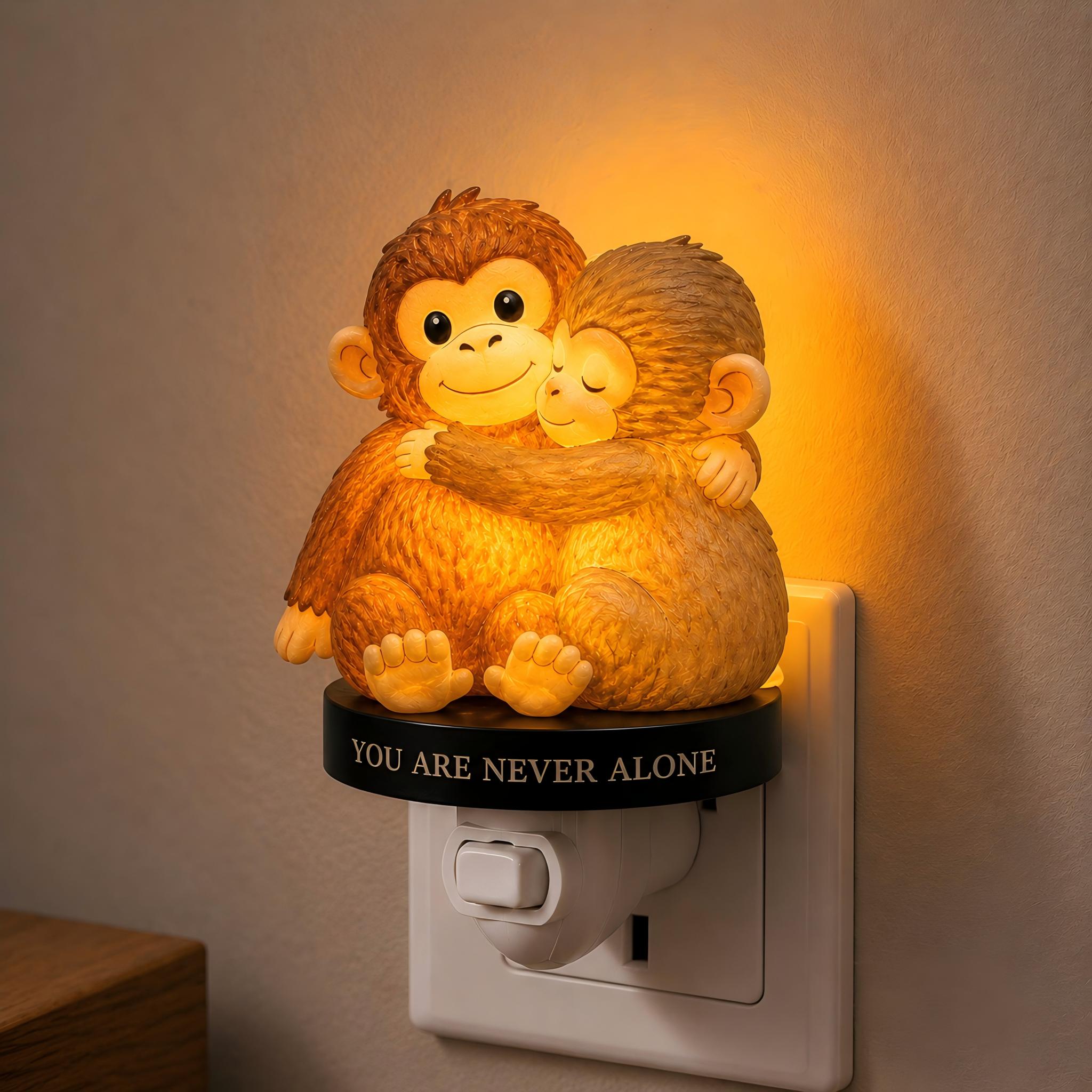 "Never Alone" Hugging Monkeys Night Light