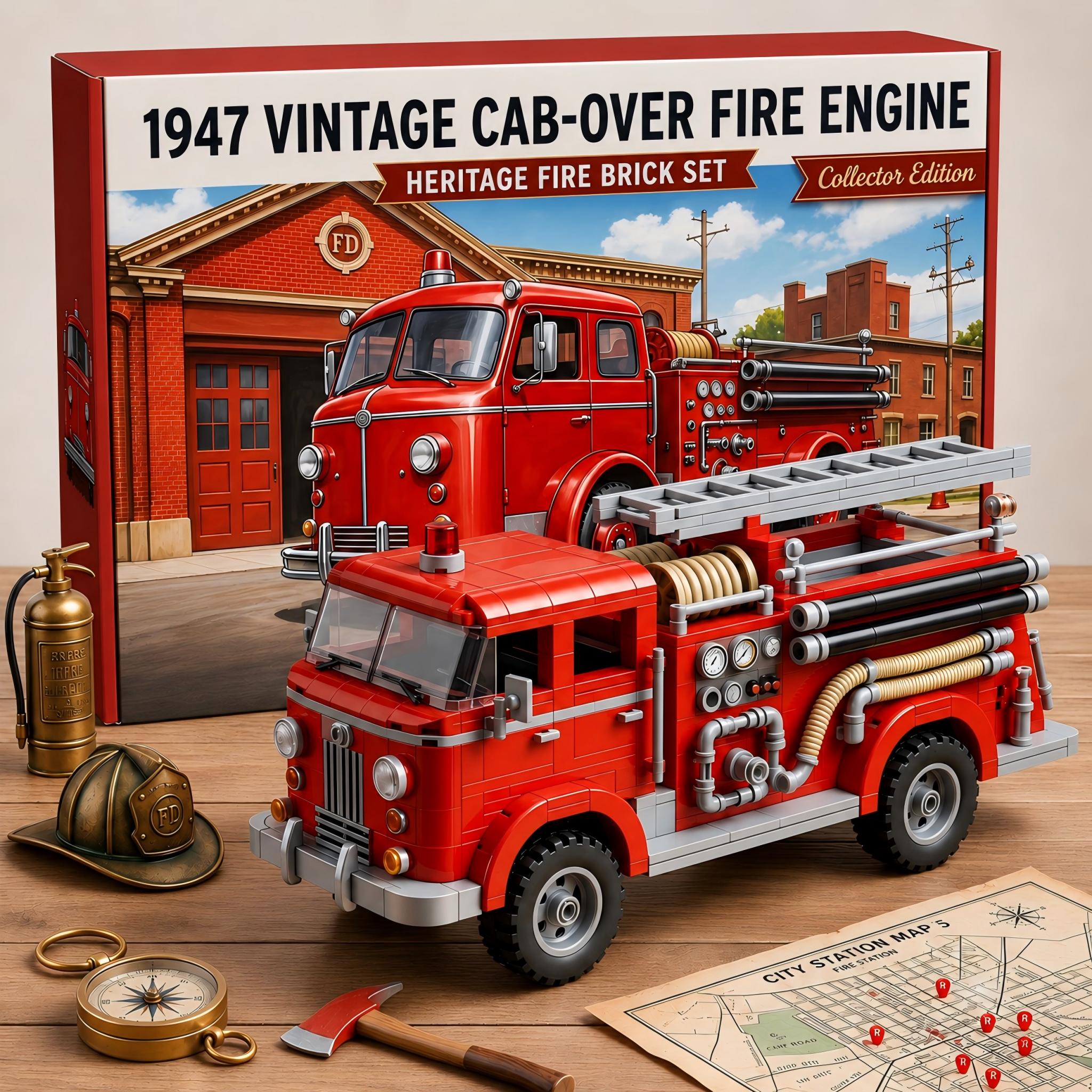 1947 Vintage Cab-Over Fire Engine Building Set