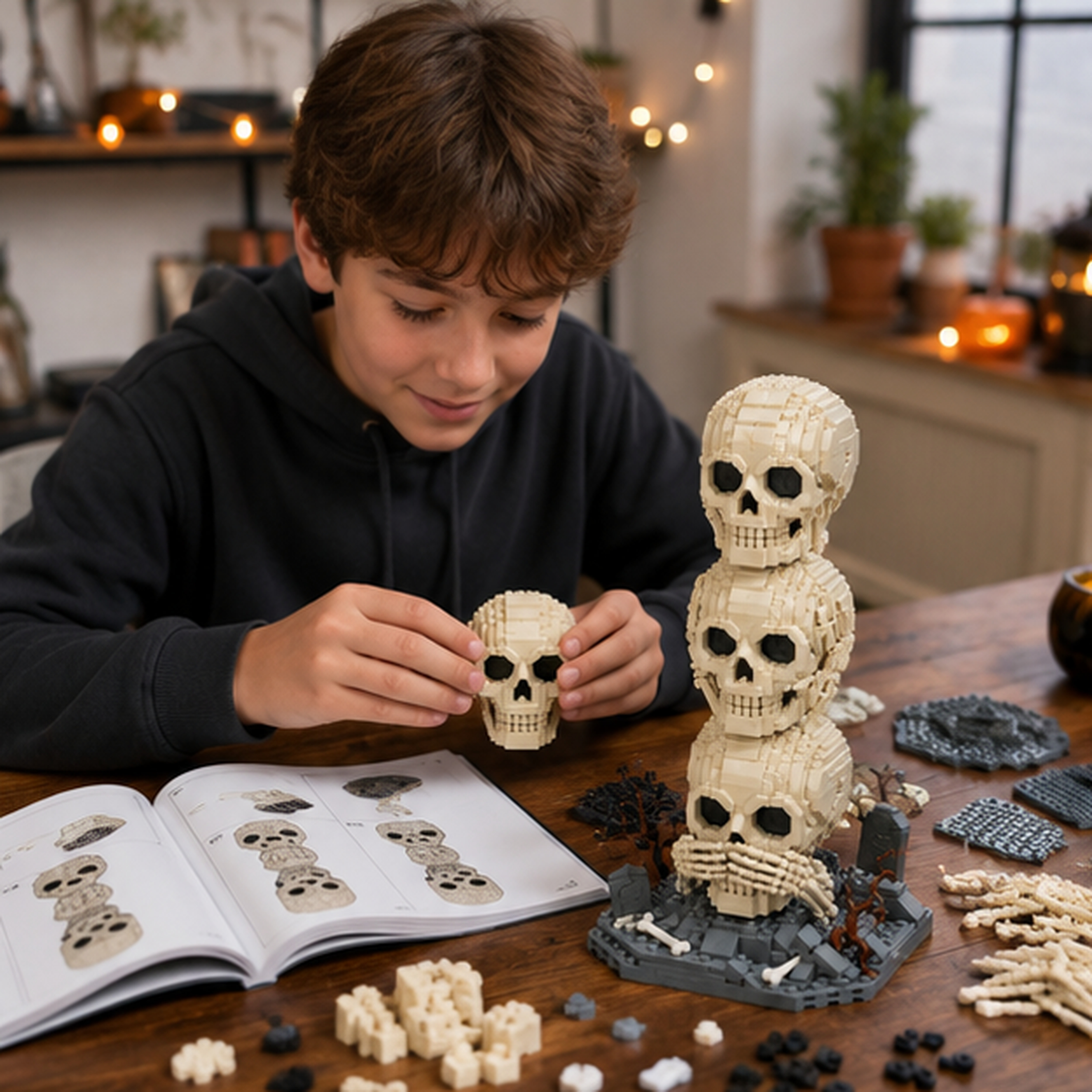Triple Skull Totem Micro Brick Set