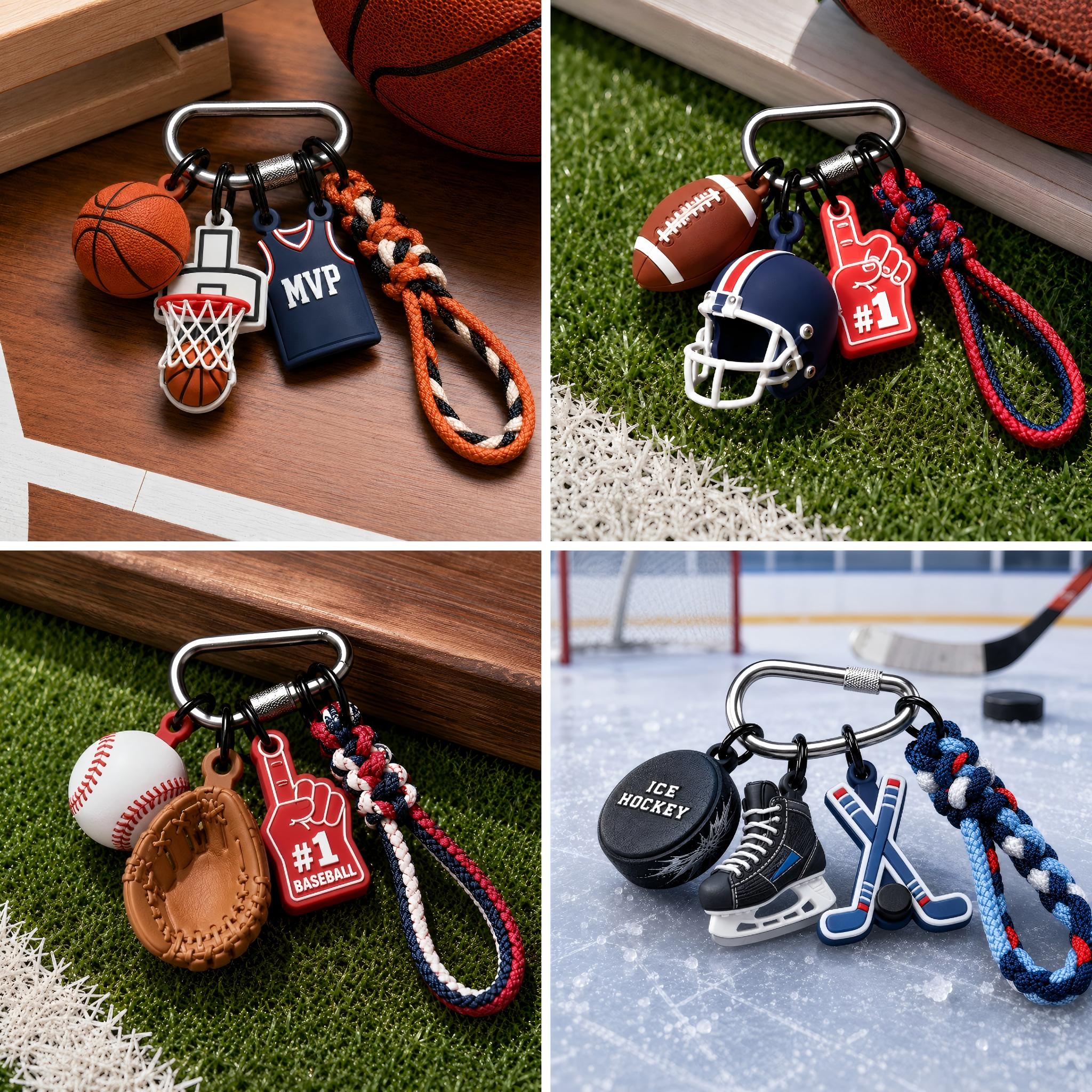 3D Sports Gear Braided Keychain