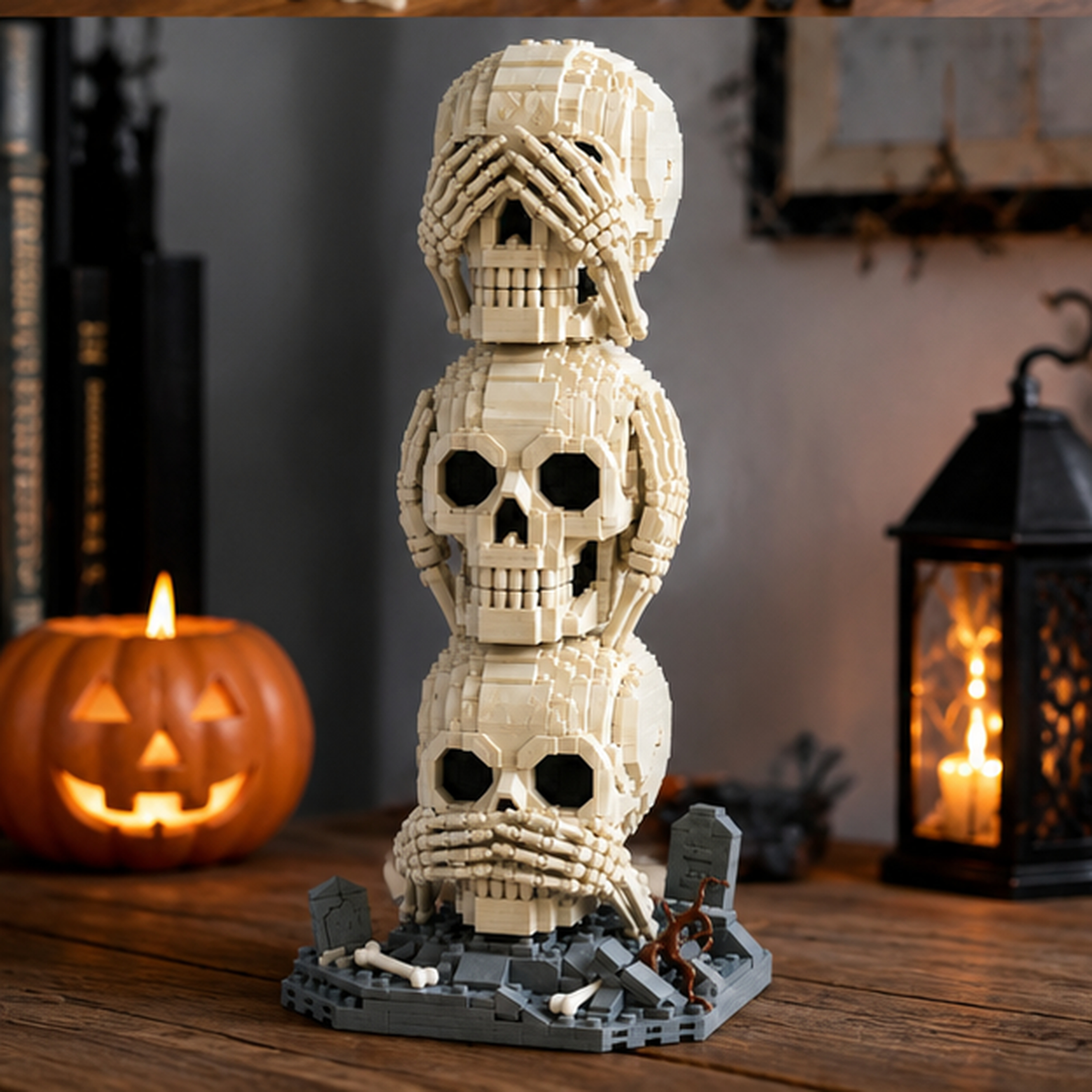 Triple Skull Totem Micro Brick Set