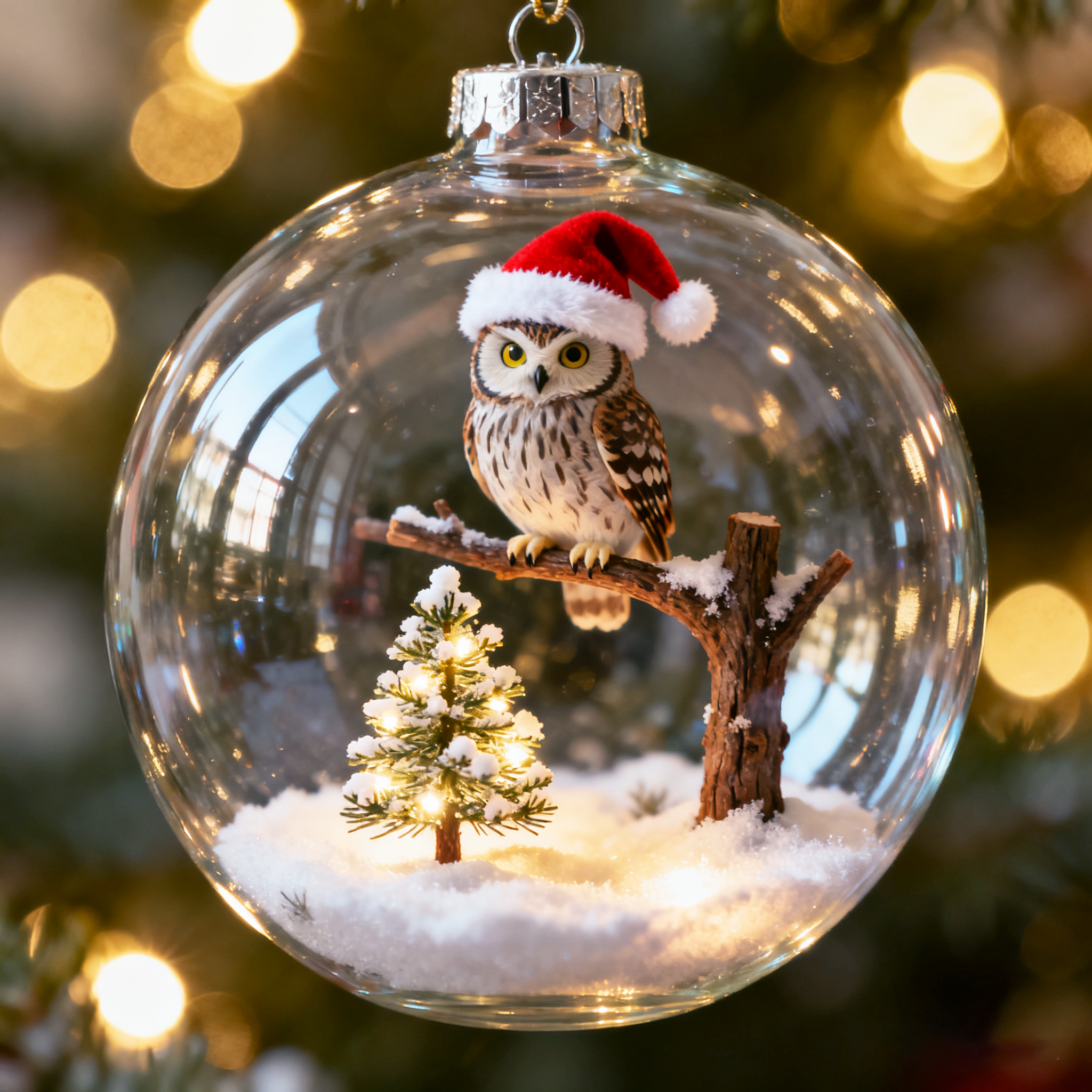 Christmas hat owl Christmas ornament