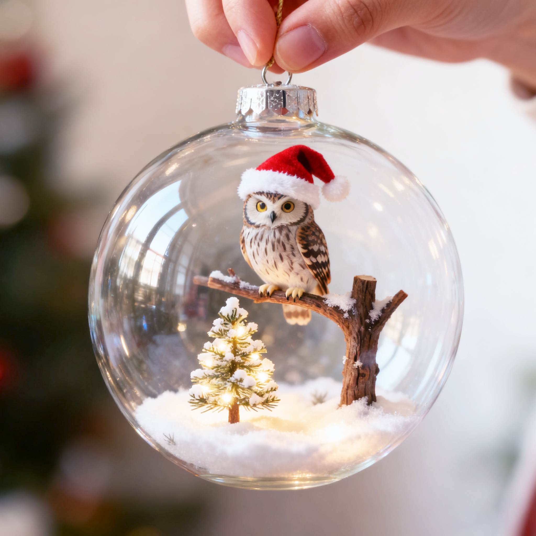 Christmas hat owl Christmas ornament