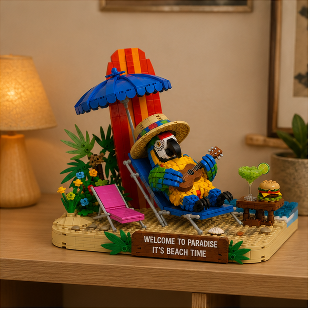 Tropical Paradise Vacation Parrot Building Set