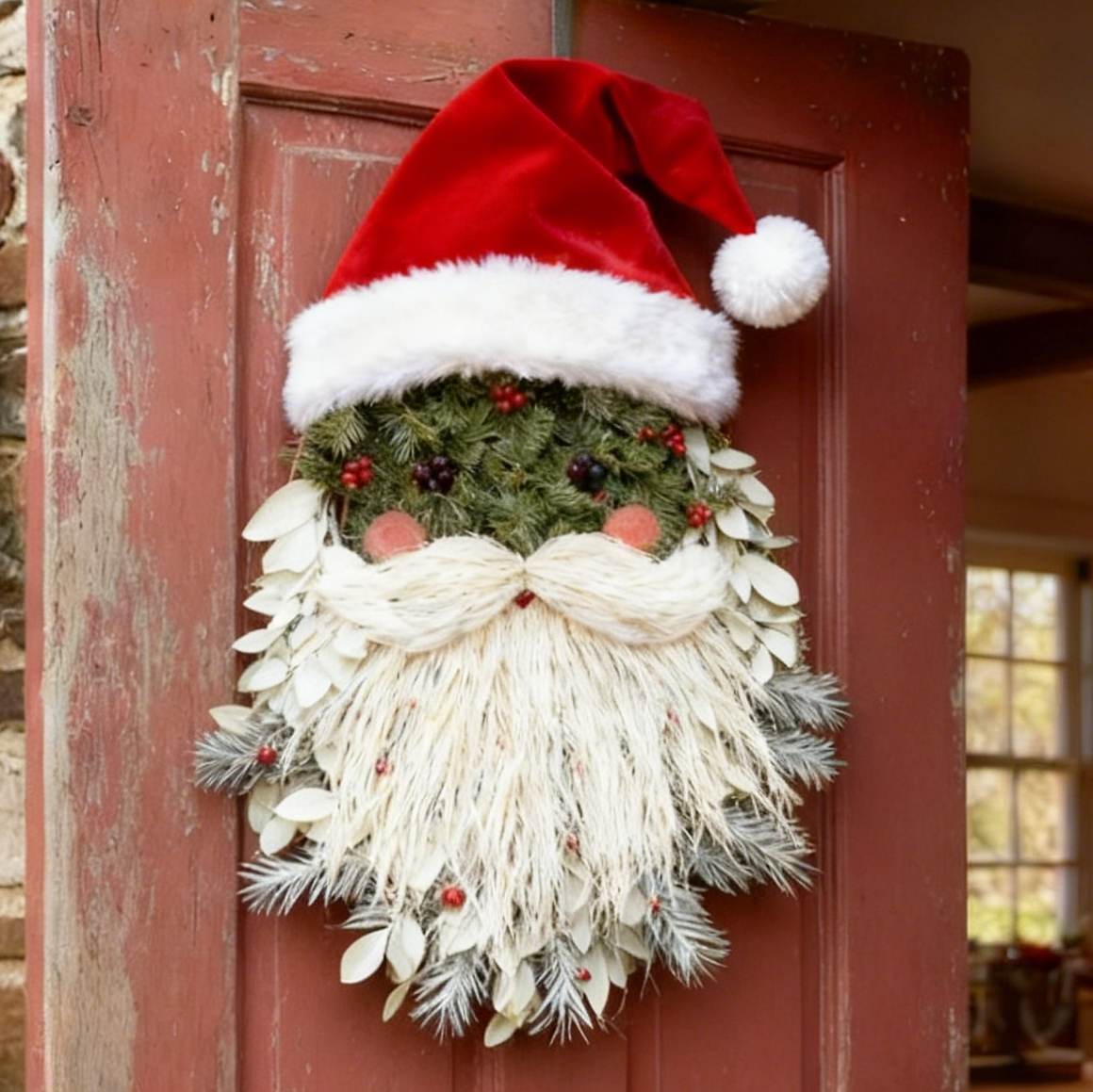 Handcrafted Santa Christmas Wreath